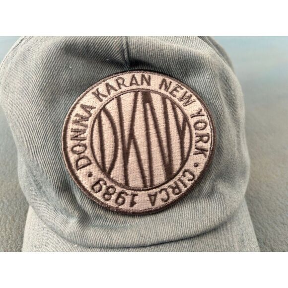 DKNY Denim Blue Embroidered Patch Logo Women's Baseball Hat Cap Adjustable Band - Picture 2 of 8